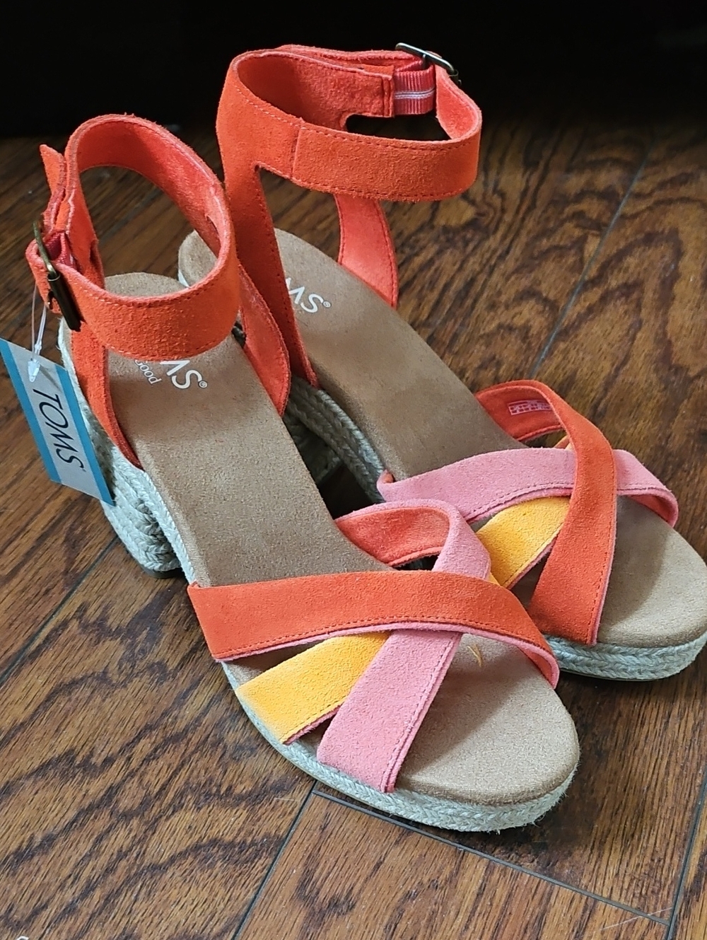 TOMS Majorca Strappy Sandal Flame Suede Size 8 NWT - Picture 6 of 11